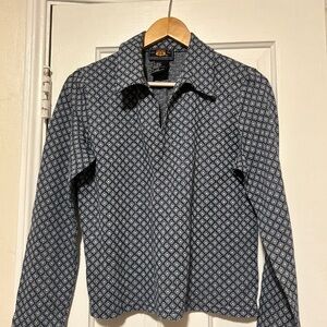 Route 66 Navy and White Geometric Shirt